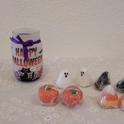 Lot 46: (8) Halloween Candles and Luminary Jar 