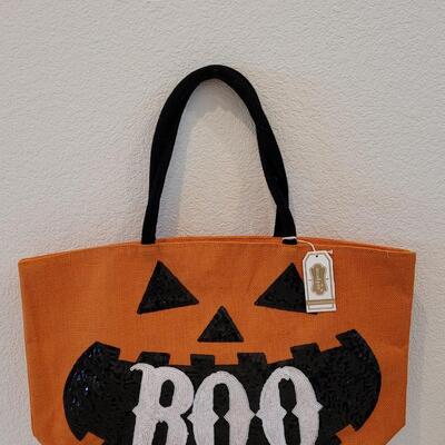 Lot 47: Halloween Large Sequin Jack-O-Lantern Tote Bag