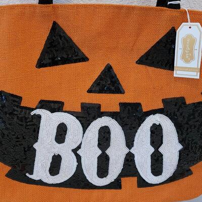 Lot 47: Halloween Large Sequin Jack-O-Lantern Tote Bag