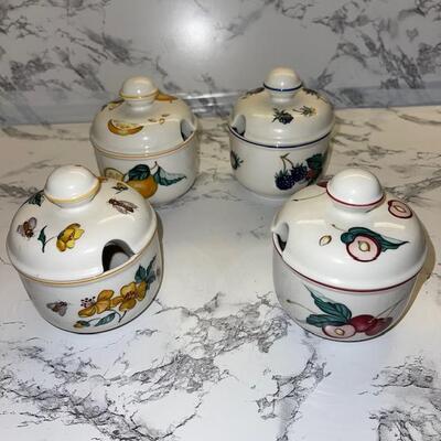 Lot 67 Villeroy & Boch Jam Pots Fruit & Flower Patterns