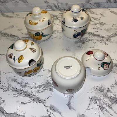 Lot 67 Villeroy & Boch Jam Pots Fruit & Flower Patterns