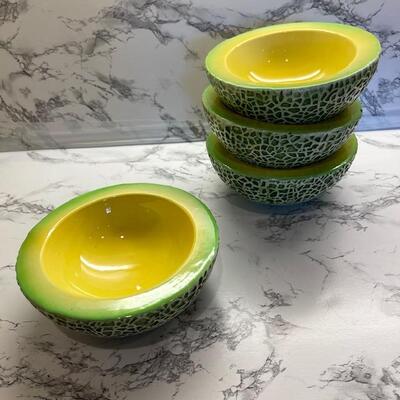Lot 72 Holt Howard 4 Vintage Melon Bowls 1959 Cantaloupe