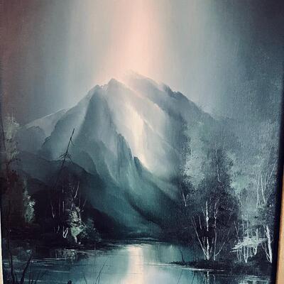 Lot 77 Acrylic Painting on Canvas Mountain Light Signed by Artist Framed