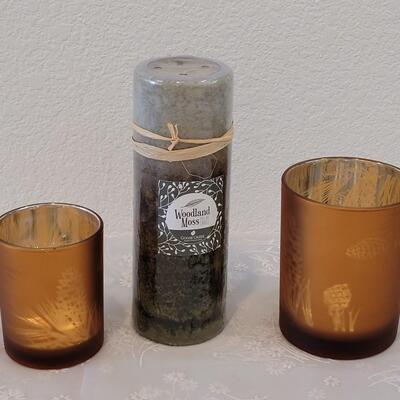 Lot 60: Fall Candle Holders and Candle