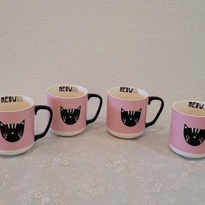 Lot 63: (4) Black Cat Coffee Mugs