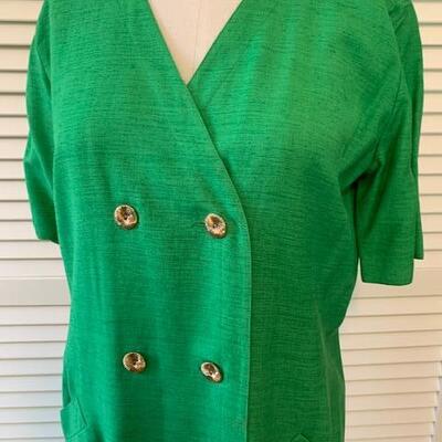 Lot 86 Vintage Jaeger Green Button Up Dress Size 8