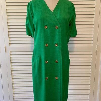 Lot 86 Vintage Jaeger Green Button Up Dress Size 8