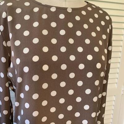 Lot 90 Vintage Jaeger Polka Dots Brown Dress Size 8