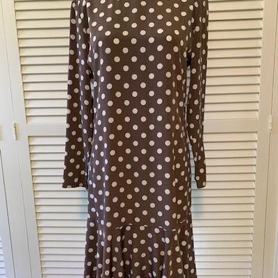 Lot 90 Vintage Jaeger Polka Dots Brown Dress Size 8