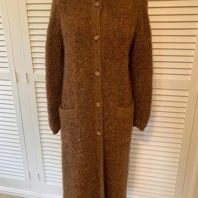 Lot 91 Brown Mohair & Wool Knit Coat Gumps Button Front Size Small