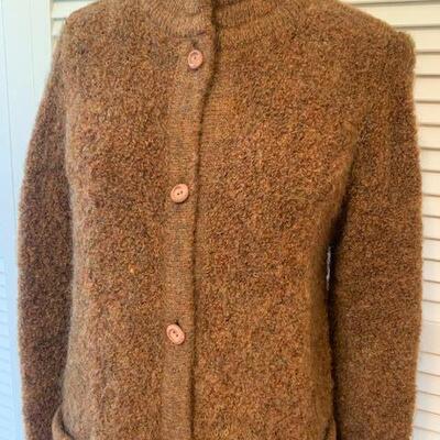 Lot 91 Brown Mohair & Wool Knit Coat Gumps Button Front Size Small