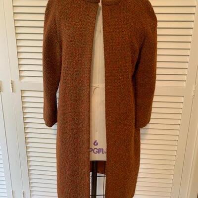 Lot 94 Vintage Wool / Mohair Coat Handmade Orange/Brown Medium Handmade