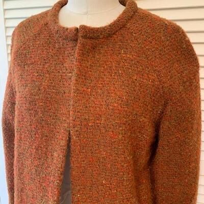 Lot 94 Vintage Wool / Mohair Coat Handmade Orange/Brown Medium Handmade