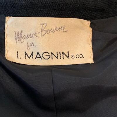 Lot 95 Vintage I. Magnin Black Coat by Manor Bourne Size Medium
