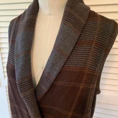 Lot 97  Lauren Belted Sweater Vest Brown/Gray Size Medium
