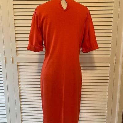 Lot 101 Vintage Coral Dress w/ Buttons & Stripe Front Size Medium No Label