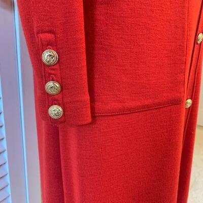 Lot 103 Ports International Red Dress Long Sleeve w/Gold Buttons Size Medium