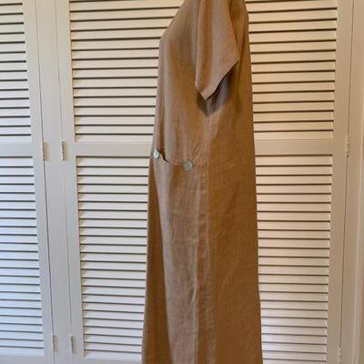 Lot 104 Kohala Plantation Dress Tan Linen 2 Front Pockets w/ Buttons.