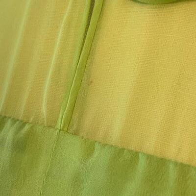 Lot 107 Light Green Vintage Chiffon Dress Separate Scarf Back Zipper Size Medium