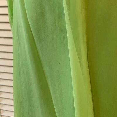 Lot 107 Light Green Vintage Chiffon Dress Separate Scarf Back Zipper Size Medium