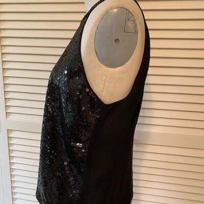 Lot 121 Black Sequins Halter Top by Carole Little Size Large