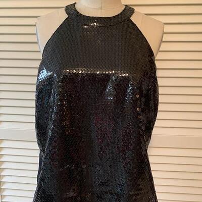 Lot 121 Black Sequins Halter Top by Carole Little Size Large