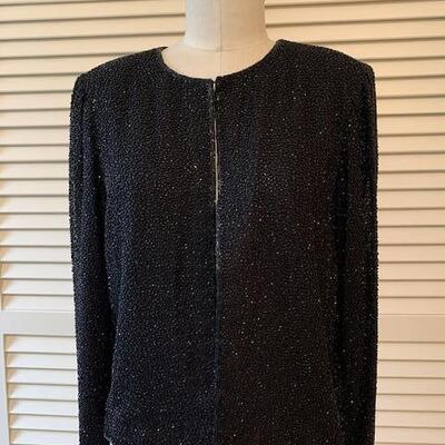 Lot 122 Vintage Black Sequins Jacket Sean Collection Size Medium