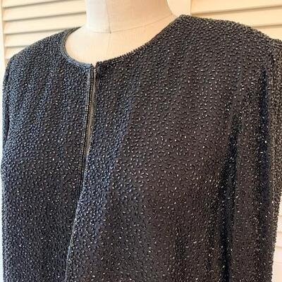 Lot 122 Vintage Black Sequins Jacket Sean Collection Size Medium
