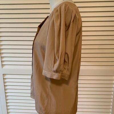 Lot 123 Vintage I Magnin Tan Blouse Side Front Buttons Size Medium