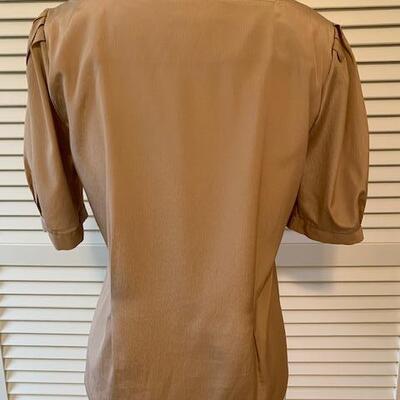 Lot 123 Vintage I Magnin Tan Blouse Side Front Buttons Size Medium