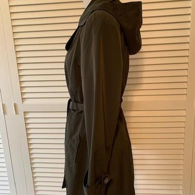 Lot 126 London Fog Button Up Jacket Size Medium Charcoal Brown Removable Hood
