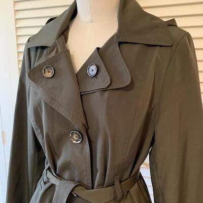 Lot 126 London Fog Button Up Jacket Size Medium Charcoal Brown Removable Hood