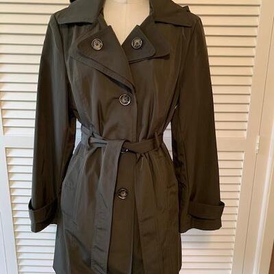 Lot 126 London Fog Button Up Jacket Size Medium Charcoal Brown Removable Hood