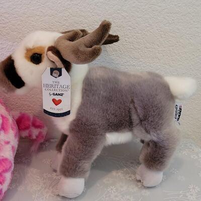 Lot 96: Ganz Plushies- Elephant, Giraffe and Reindeer 