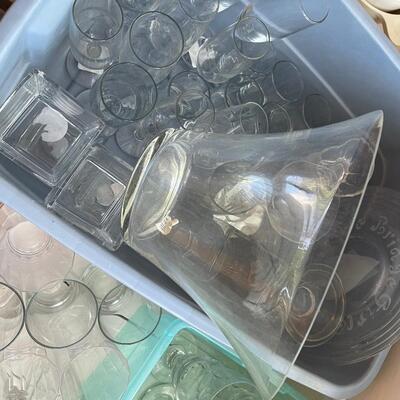 #382 1 GIANT Lot of CLEAR Glass: Glasses, Plates and Serving Bowls.
