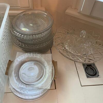 #382 1 GIANT Lot of CLEAR Glass: Glasses, Plates and Serving Bowls.