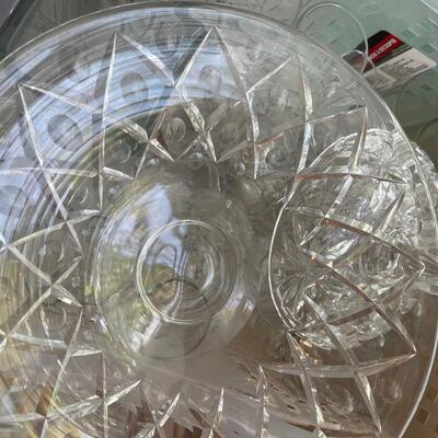 #382 1 GIANT Lot of CLEAR Glass: Glasses, Plates and Serving Bowls.