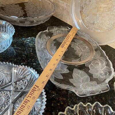 #383 Large Lot of Clear Glass Serving Pieces