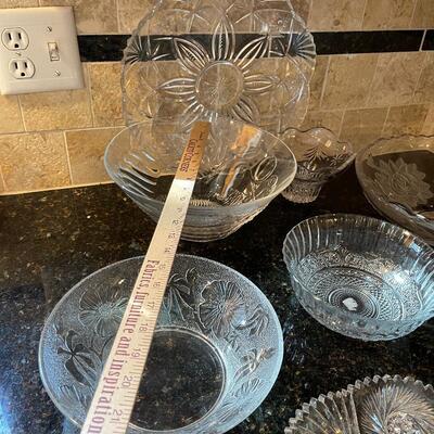 #383 Large Lot of Clear Glass Serving Pieces