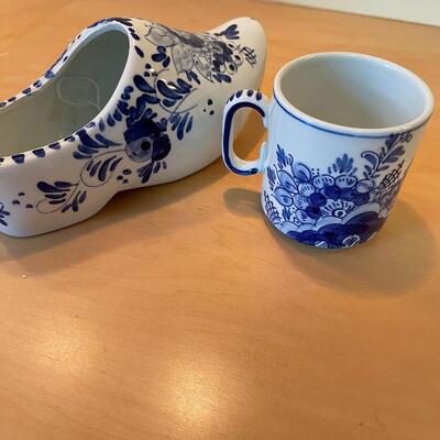 #409U - 2 Pieces of Delph Pottery Shoe and Cup