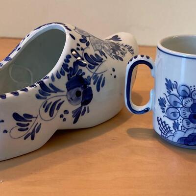 #409U - 2 Pieces of Delph Pottery Shoe and Cup