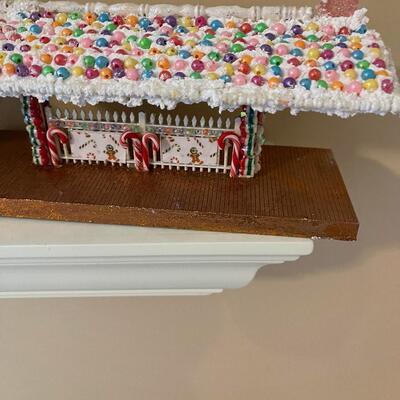 #435U 2 Gingerbread House Train Station with Lighting 