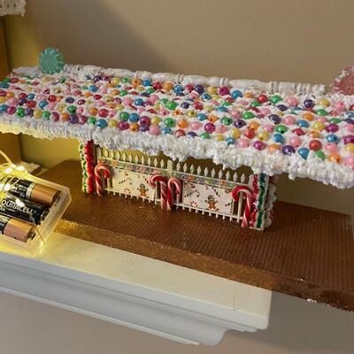 #435U 2 Gingerbread House Train Station with Lighting 