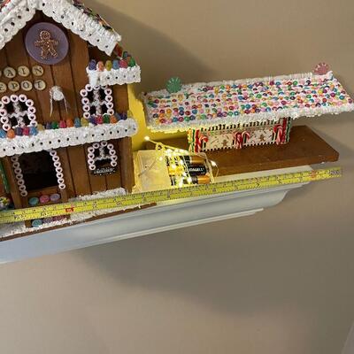 #435U 2 Gingerbread House Train Station with Lighting 
