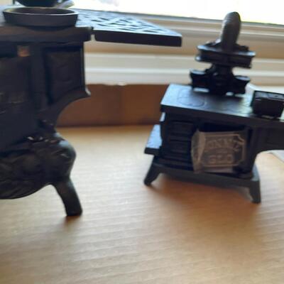 #462U 2 Cast Iron Doll House Stoves 