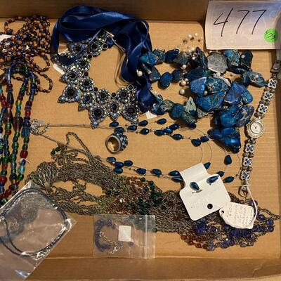 #477U BLUE Jewels Plus Rhinestones 