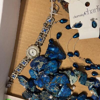 #477U BLUE Jewels Plus Rhinestones 