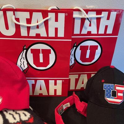 #484 U of U Ute Lot: Hat, Visor, throw, Car Magnet, Gloves, Game Face Decal