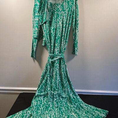#498 Diane Von Furstenberg Green Dress Classic Twig 