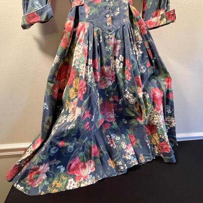 #499 FLORAL Navy Dress 80's Clues Collection 